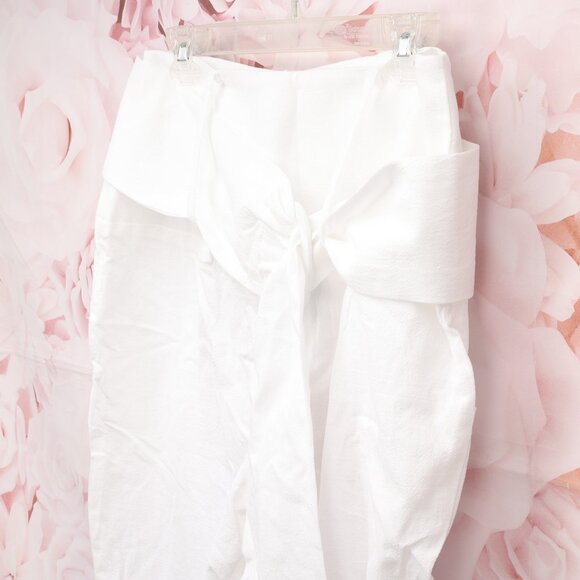 Noracora Belted Sash Ankle Pants Trousers Size Large White Regular Fit - Picture 4 of 8